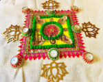 Square Rangoli Mat with Candles and Lotus
