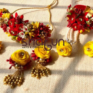 Yellow Red Choker  Flower Set