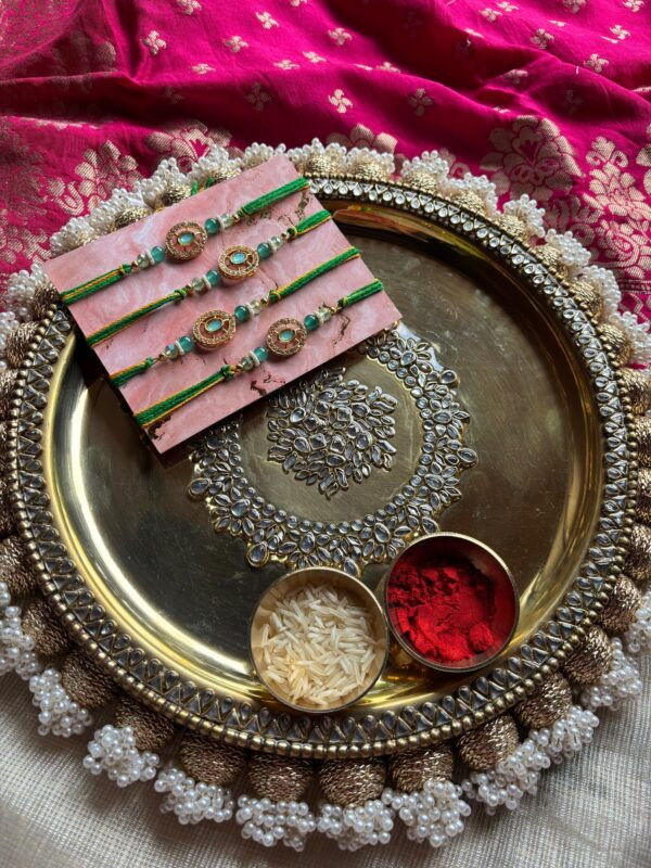 Green Stone Rakhi Oval