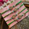 Green Stone Rakhi Oval