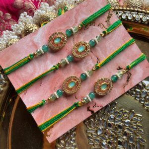 Green Stone Rakhi Oval