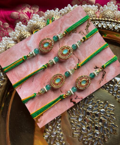 Green Stone Rakhi Oval
