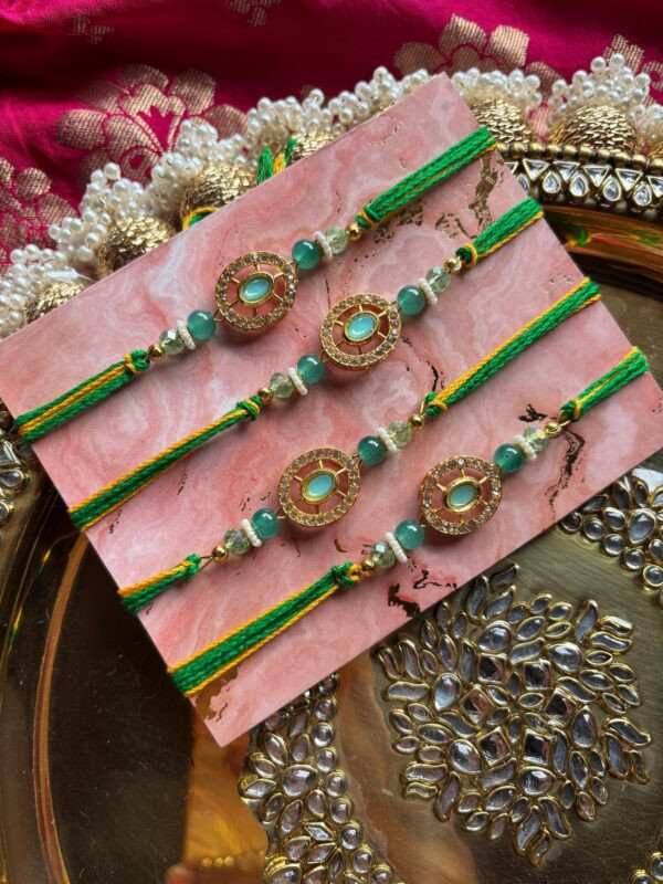 Green Stone Rakhi Oval