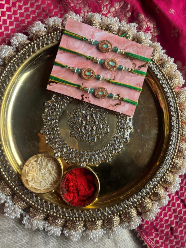 Green Stone Rakhi Oval