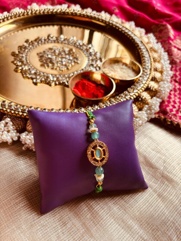 Green Stone Rakhi Oval