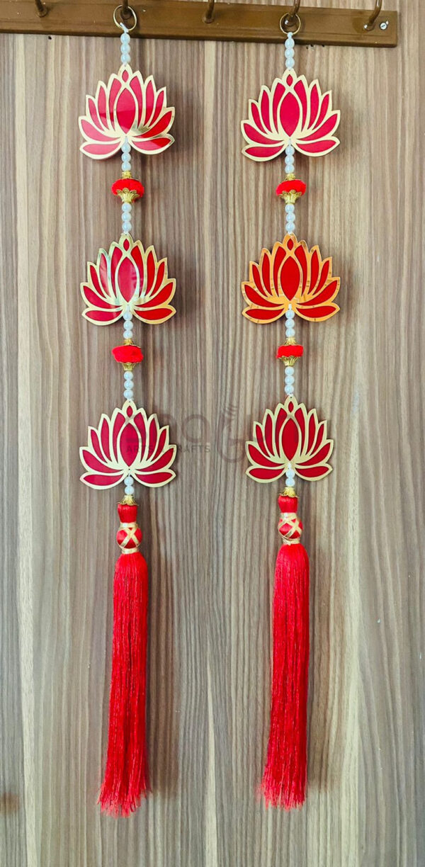 Red Lotus Hangings with Tassels