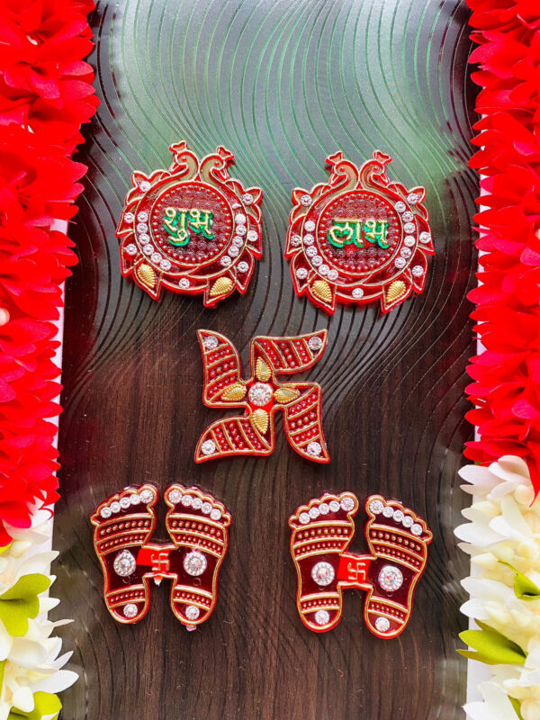 Shubh Labh Swastik and Charan Acrylic Set