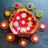 Red Urli ,Lotus and Diya Combo
