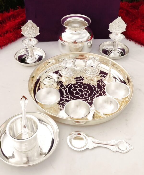 German Silver Pooja Thali Set