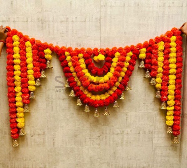 Marigold Toran Backdrop with Bells