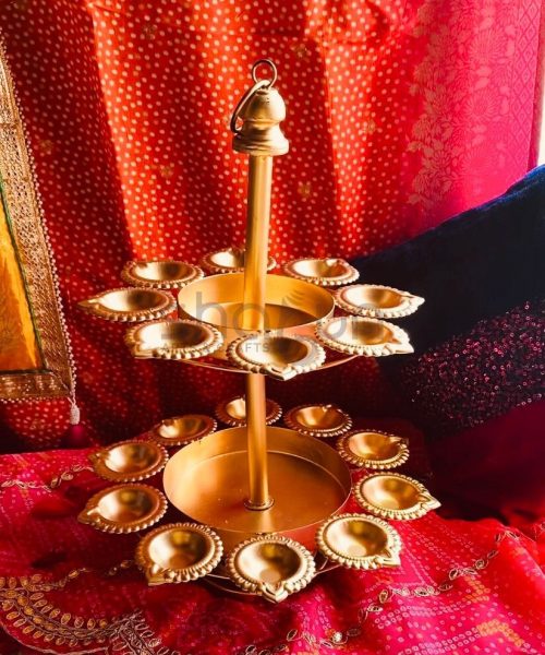 2 Tier Gold Diya Urli