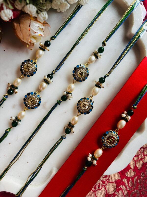 Sapphire Swastik  Rakhi