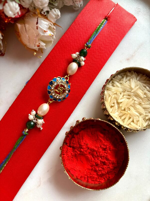 Sapphire Swastik  Rakhi