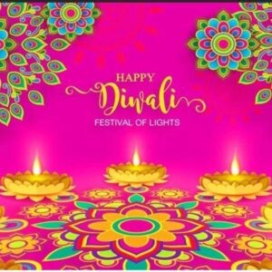 Happy Diwali Party Backdrop Pink