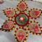 Red Gota flower wooden base Rangoli