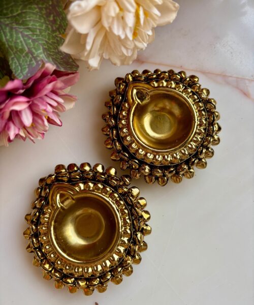 Gold Ghungroo Candles Pair