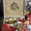 Brocade Hamper with shell candles