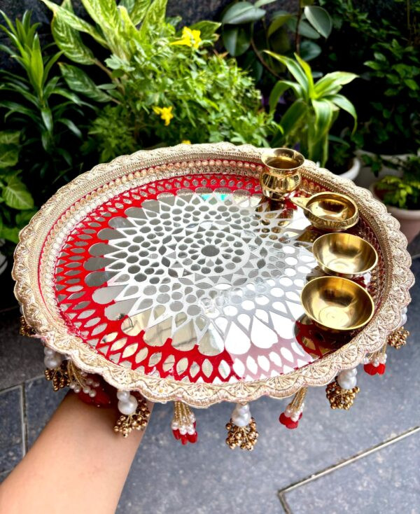 Mirror Mosaic Pooja Thali