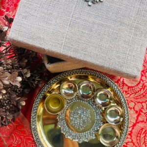 Brass Pooja Thali Kundan Work