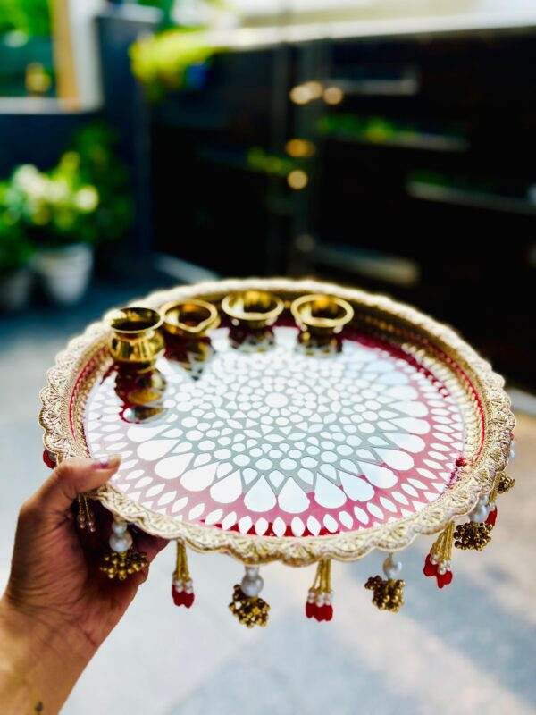 Mirror Mosaic Pooja Thali