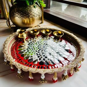 Mirror Mosaic Pooja Thali