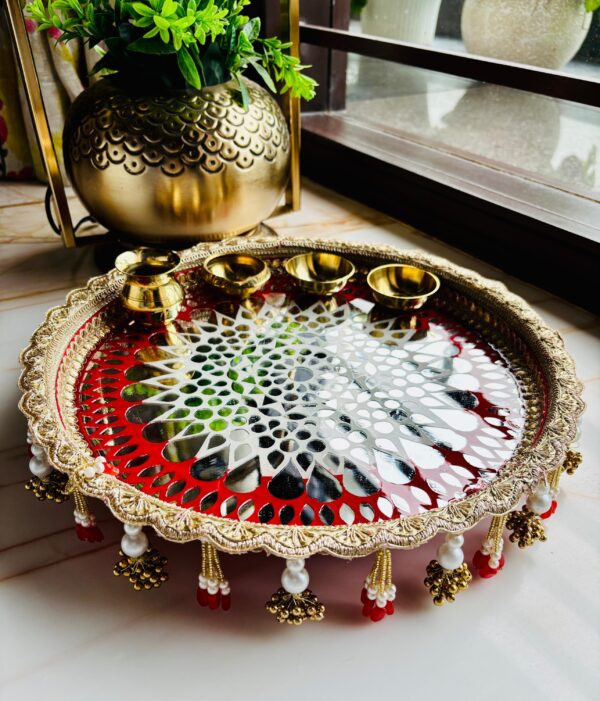 Mirror Mosaic Pooja Thali