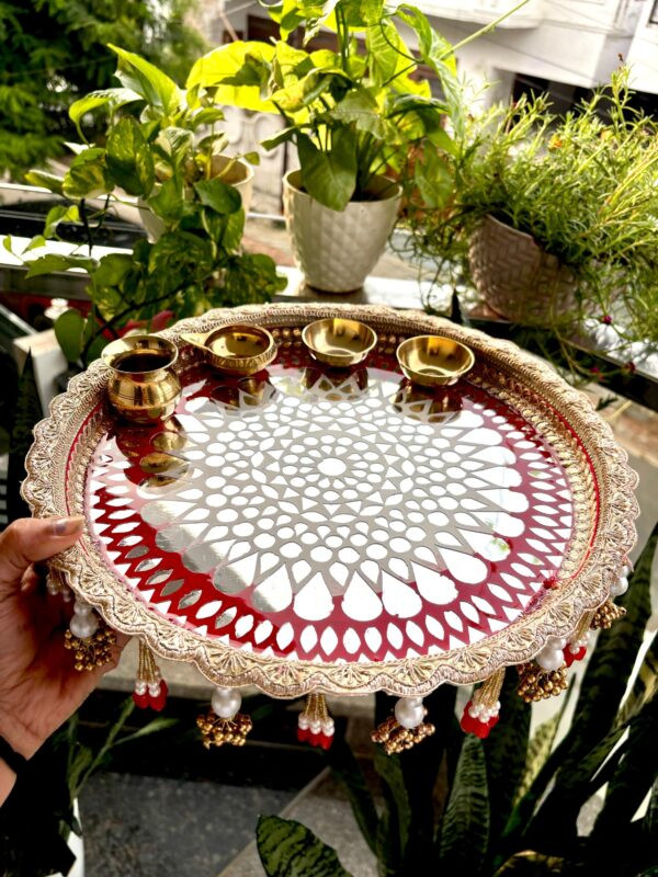 Mirror Mosaic Pooja Thali