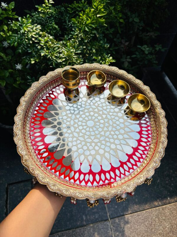 Mirror Mosaic Pooja Thali