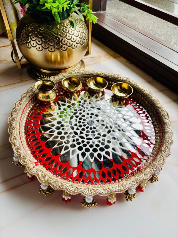 Mirror Mosaic Pooja Thali