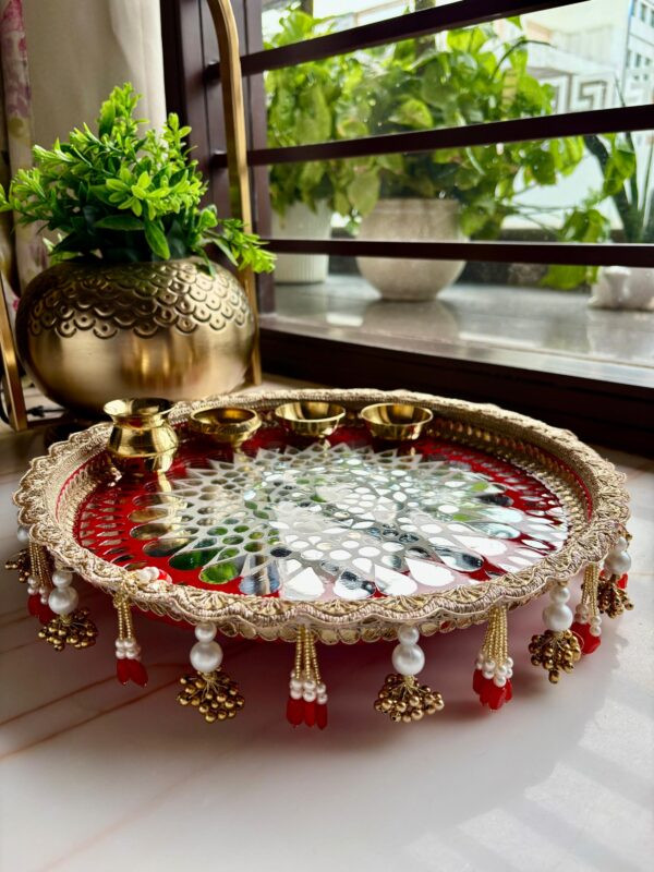 Mirror Mosaic Pooja Thali