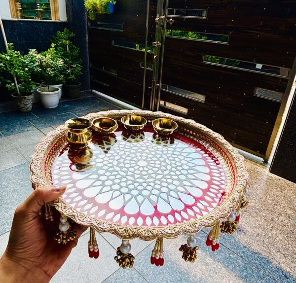 Mirror Mosaic Pooja Thali