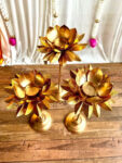 Golden Lotus Standing Diya 3 pcs set