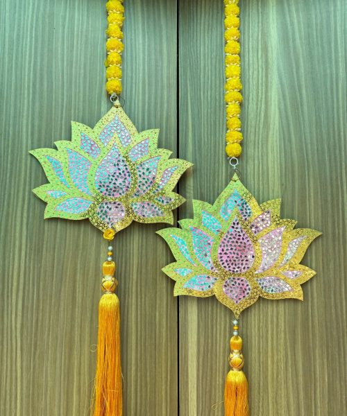 Mirror Work Lotus Hanging Pair