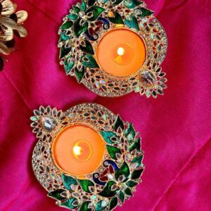 Peacock Kundan Candle holder