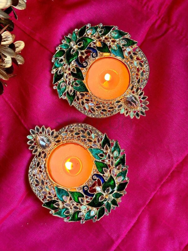 Peacock Kundan Candle holder