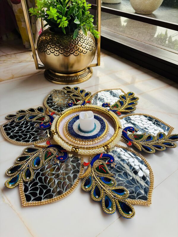 Peacock Mirror work  Rangoli