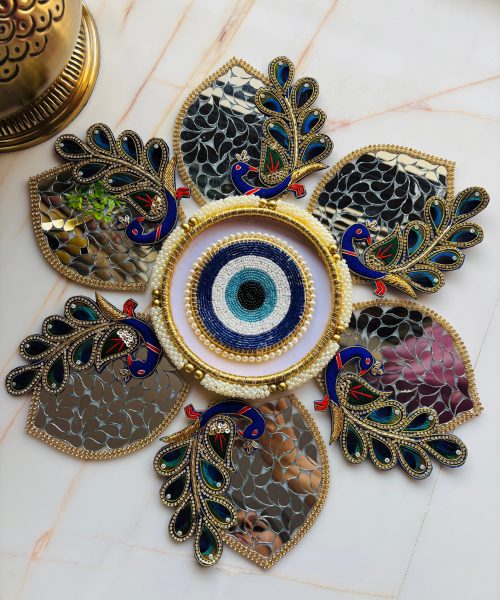 Peacock Mirror work  Rangoli