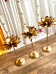 Golden Lotus Standing Diya 3 pcs set