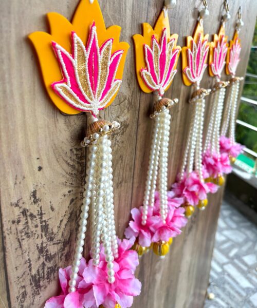 Acrylic and zari Lotus Hangings