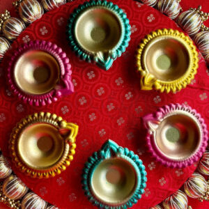 Multi Metal Diya set of 6