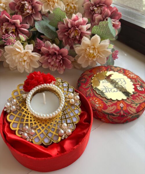 Red Pearl Diya Box