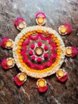 Gota Rangoli Mat with Candles