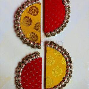 Patola Half Circle plates red/yellow