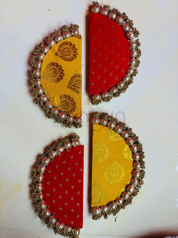 Patola Half Circle plates red/yellow