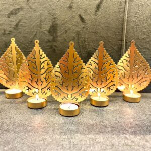 Leaf Metal Diya Set of 5