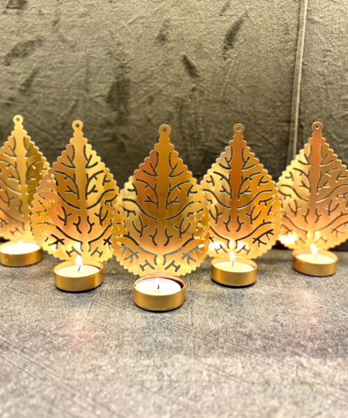 Leaf Metal Diya Set of 5