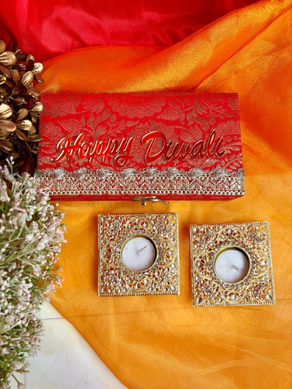 Kundan Square Candles With Box