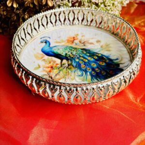 Peacock Metal Cutwork Tray