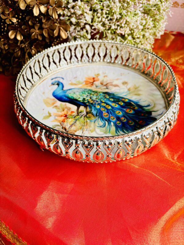 Peacock Metal Cutwork Tray