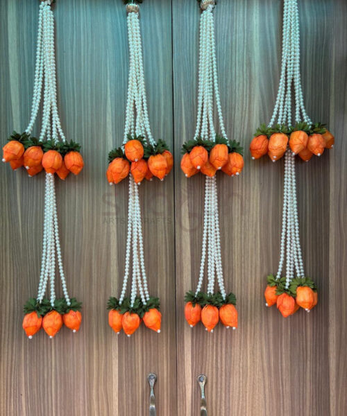 Lotus Bud Pearl Hangings Orange